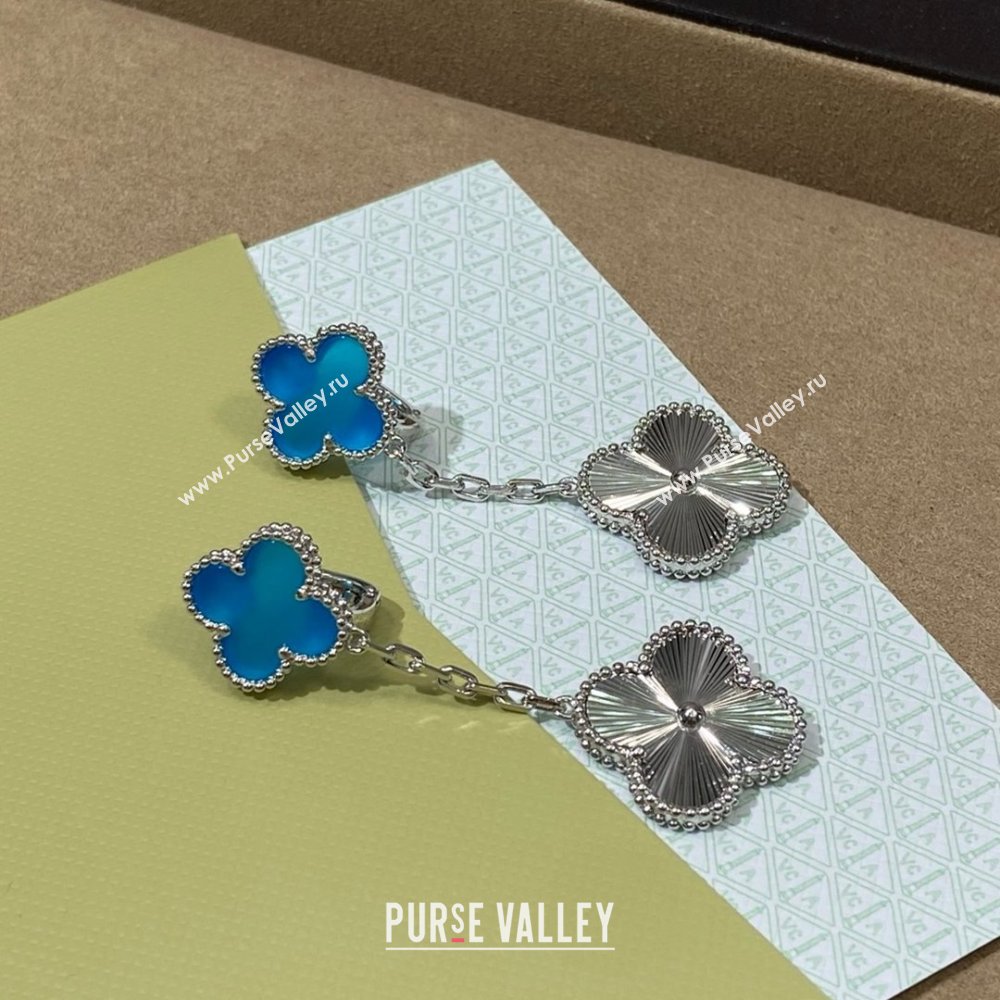 Van Cleef Arpels Alhambra Earrings 2 Motifs Blue/Silver 2025 (YF-25070202)