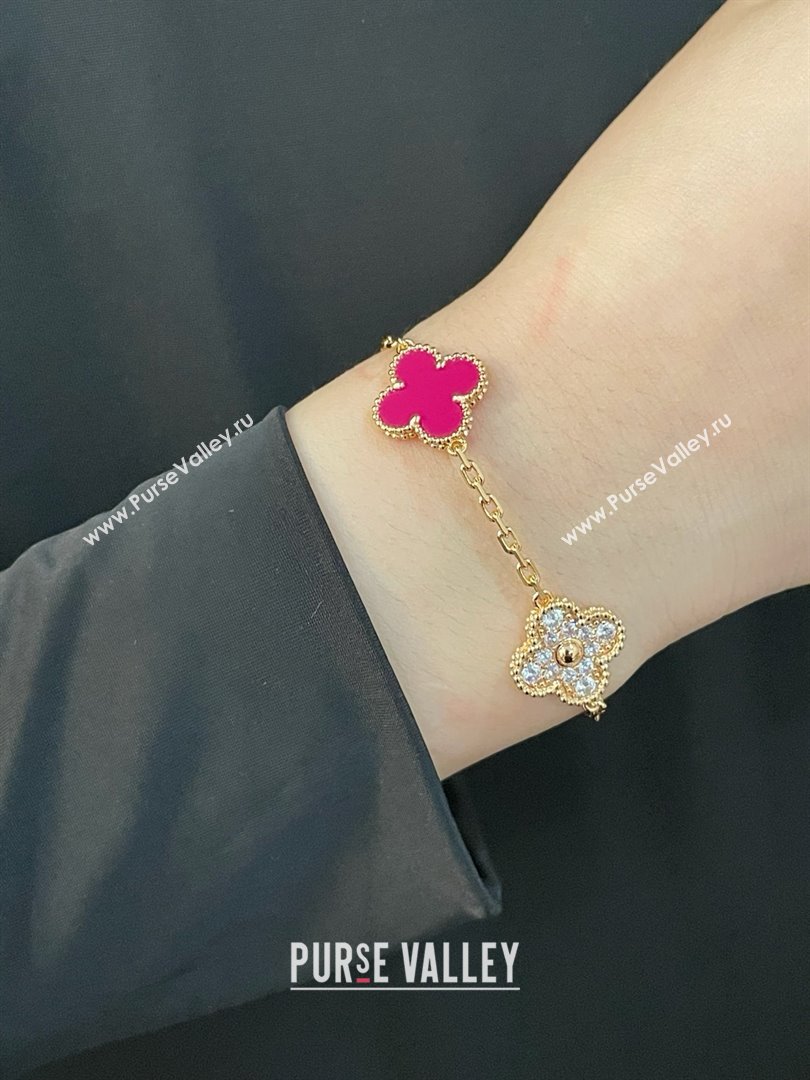 Van Cleef Arpels Alhambra Bracelet 5 Motifs Pink/Crystals 2025 (YF-25070204)
