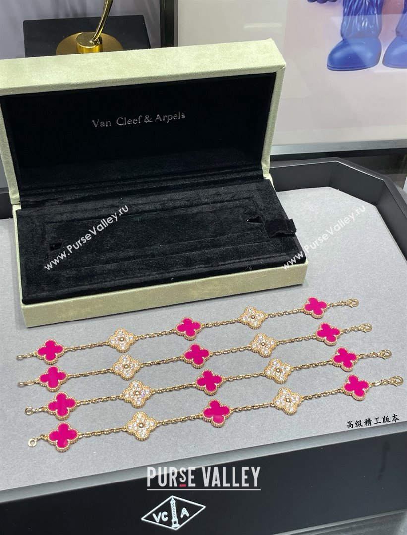 Van Cleef Arpels Alhambra Bracelet 5 Motifs Pink/Crystals 2025 (YF-25070204)