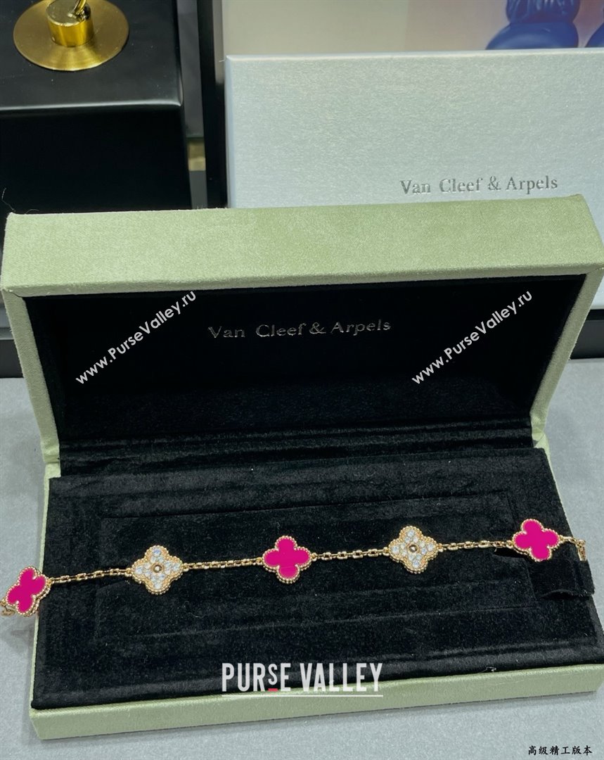 Van Cleef Arpels Alhambra Bracelet 5 Motifs Pink/Crystals 2025 (YF-25070204)