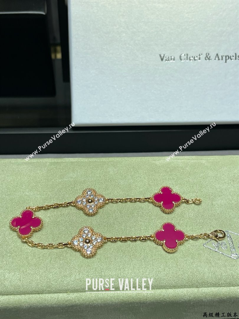 Van Cleef Arpels Alhambra Bracelet 5 Motifs Pink/Crystals 2025 (YF-25070204)