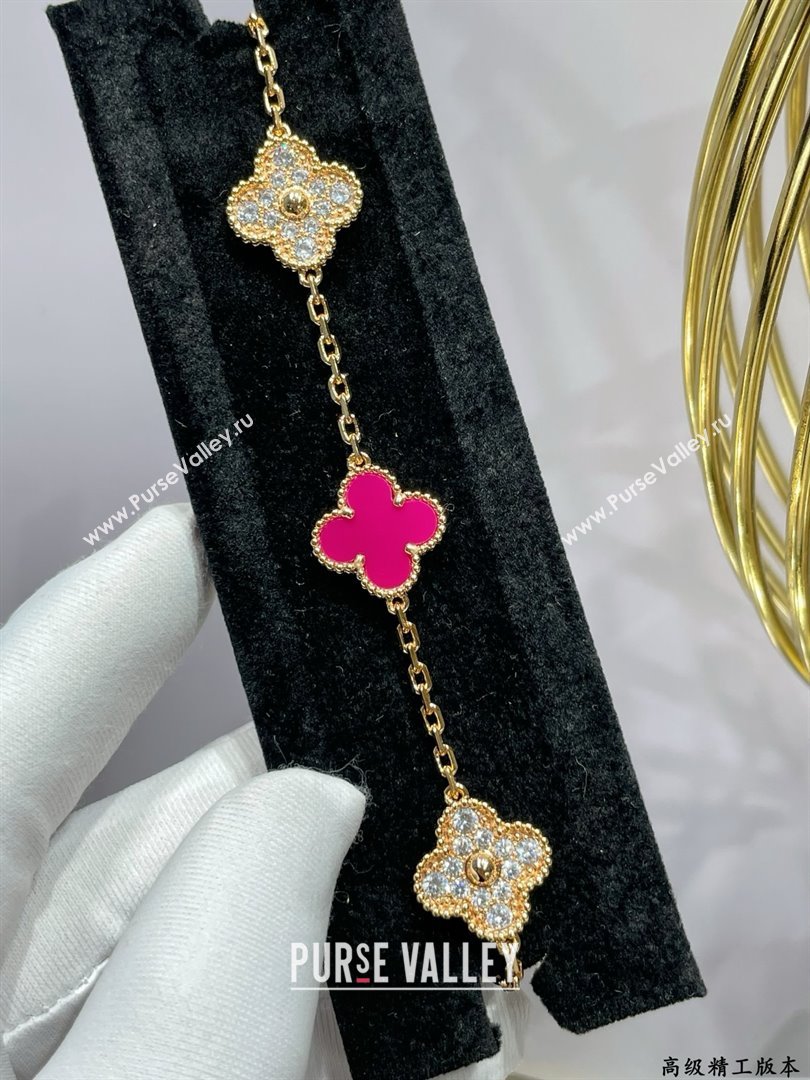 Van Cleef Arpels Alhambra Bracelet 5 Motifs Pink/Crystals 2025 (YF-25070204)