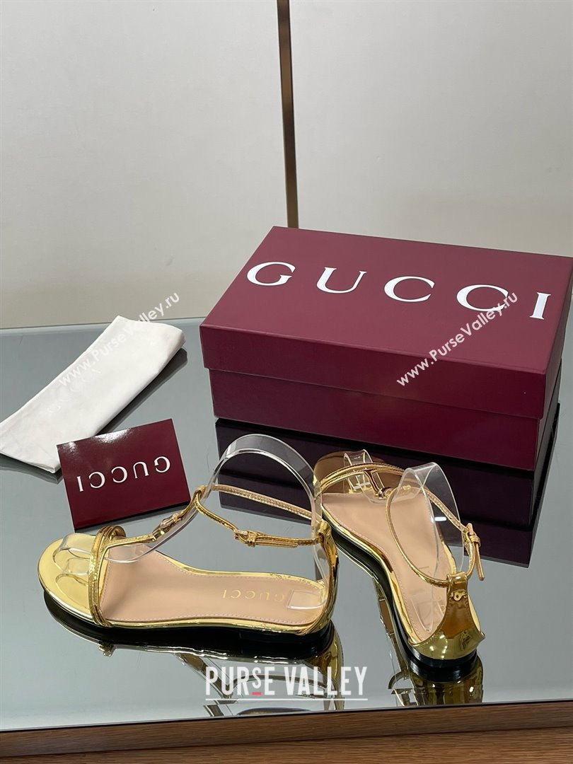 Gucci Patent Leather Thong Sandal with Bamboo Gold 2025 (MD-25070413)