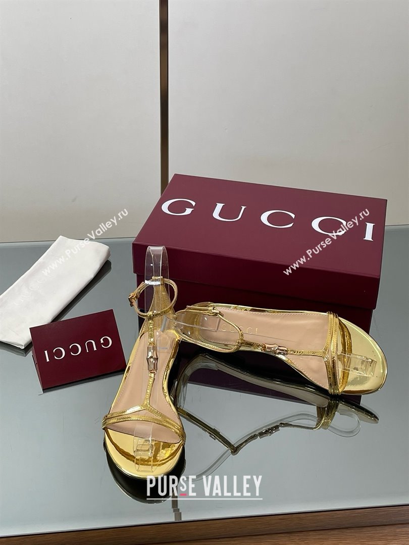 Gucci Patent Leather Thong Sandal with Bamboo Gold 2025 (MD-25070413)