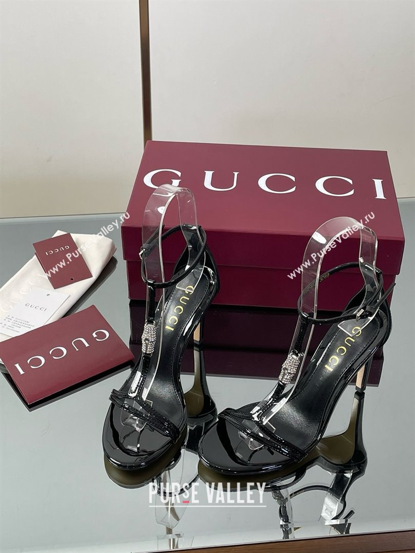 Gucci Patent Leather Sandal with Bamboo 9.5cm Heel Black 2025 (MD-25070403)