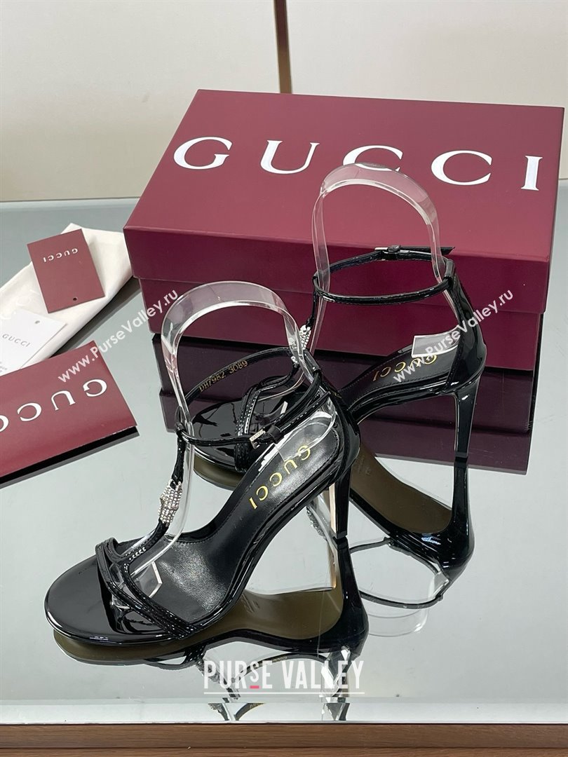 Gucci Patent Leather Sandal with Bamboo 9.5cm Heel Black 2025 (MD-25070403)