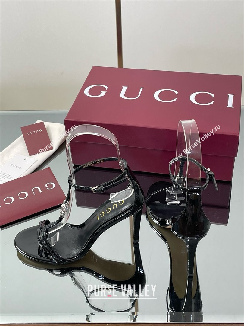 Gucci Patent Leather Sandal with Bamboo 9.5cm Heel Black 2025 (MD-25070403)