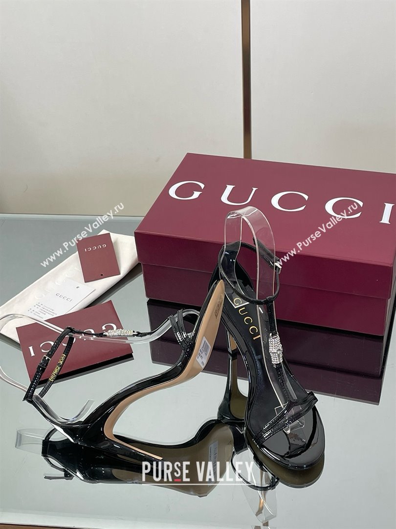 Gucci Patent Leather Sandal with Bamboo 9.5cm Heel Black 2025 (MD-25070403)