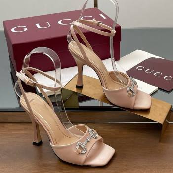 Gucci Satin Sandal with Horsebit 10.5cm Heel 834344 Beige 2025 (MD-25070429)
