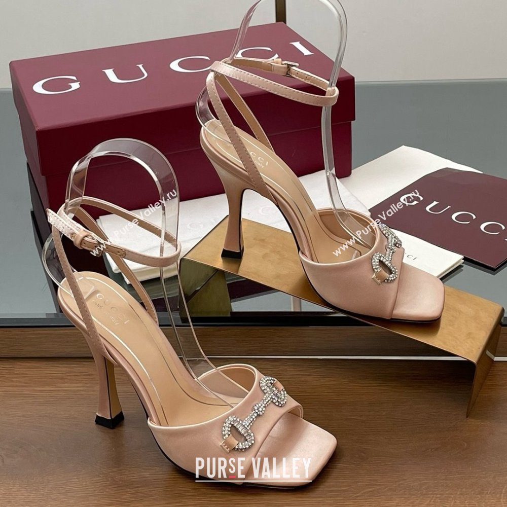 Gucci Satin Sandal with Horsebit 10.5cm Heel 834344 Beige 2025 (MD-25070429)