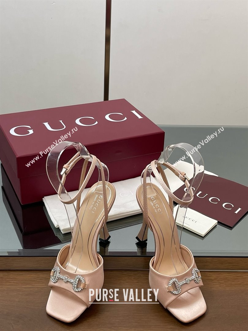 Gucci Satin Sandal with Horsebit 10.5cm Heel 834344 Beige 2025 (MD-25070429)