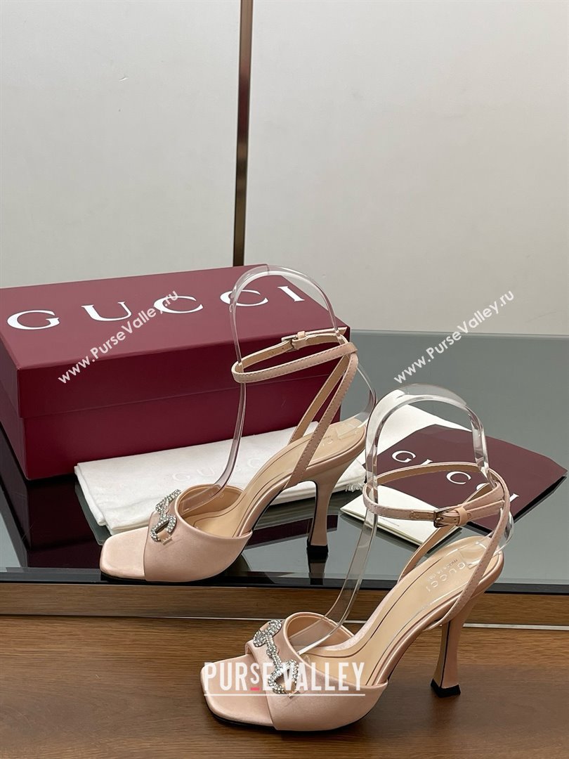 Gucci Satin Sandal with Horsebit 10.5cm Heel 834344 Beige 2025 (MD-25070429)