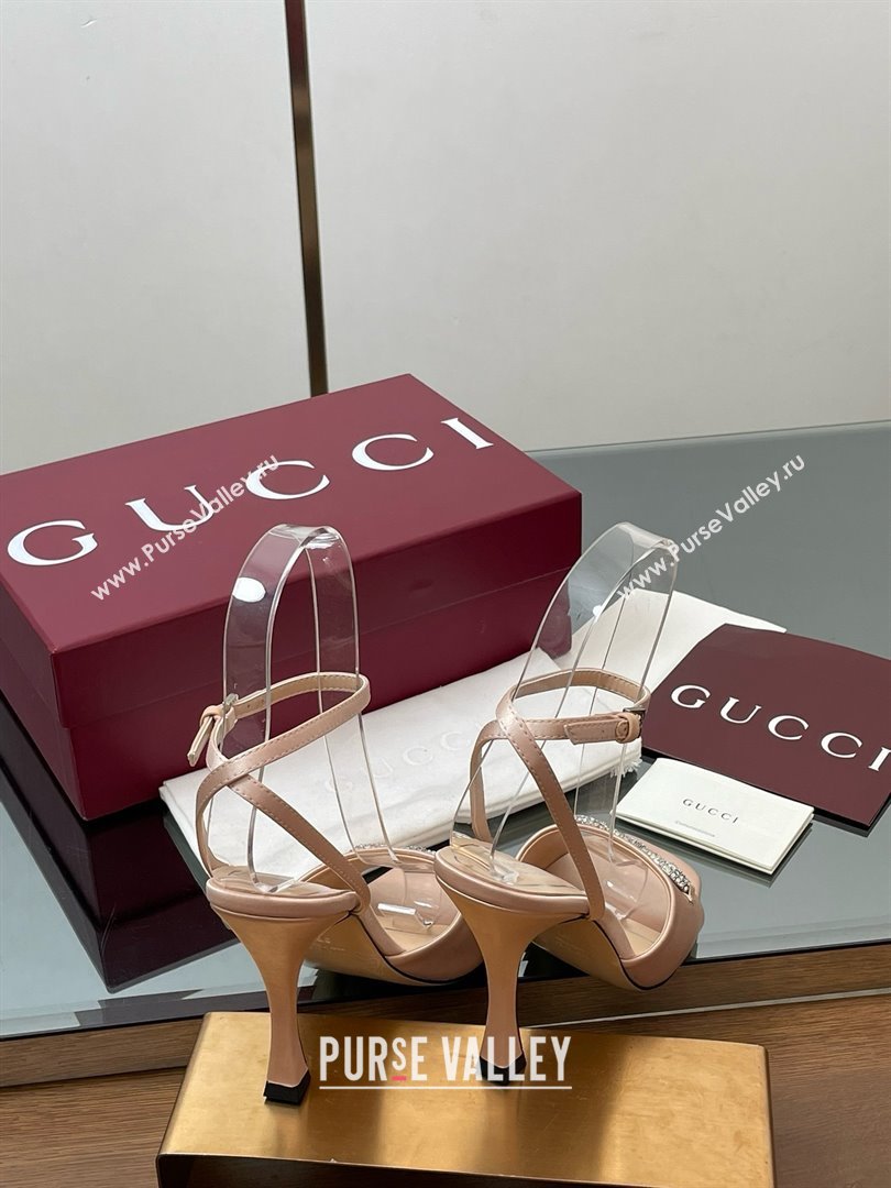 Gucci Satin Sandal with Horsebit 10.5cm Heel 834344 Beige 2025 (MD-25070429)