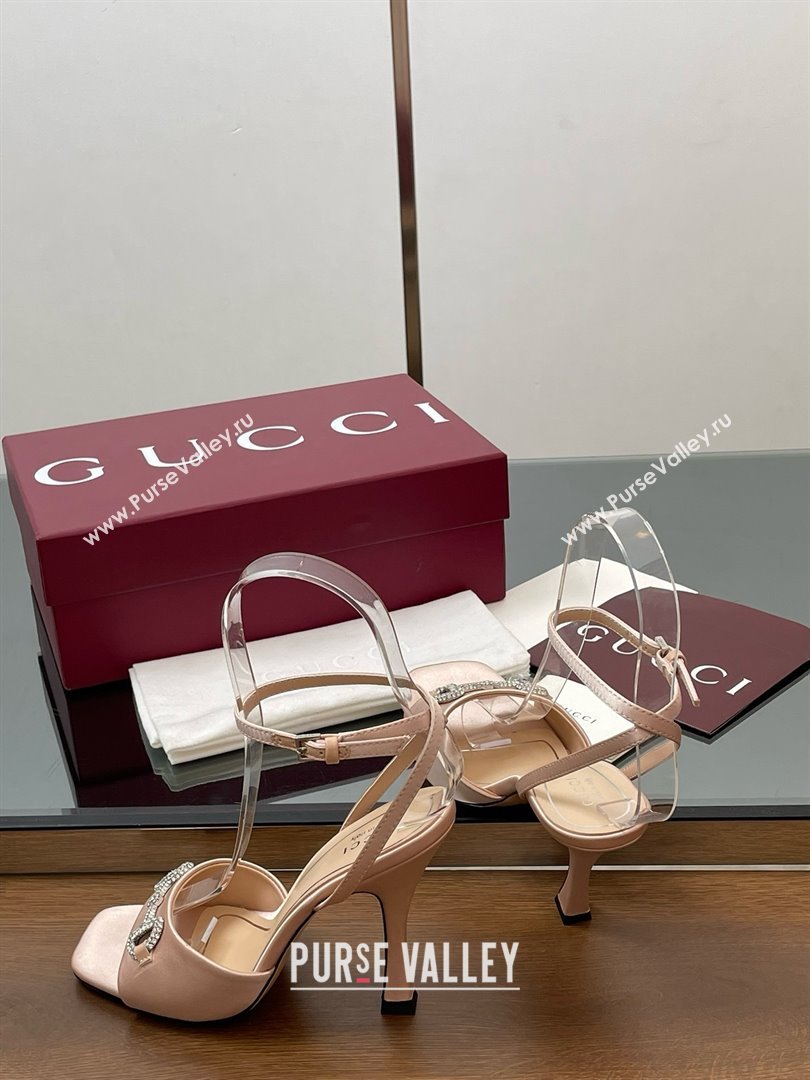 Gucci Satin Sandal with Horsebit 10.5cm Heel 834344 Beige 2025 (MD-25070429)