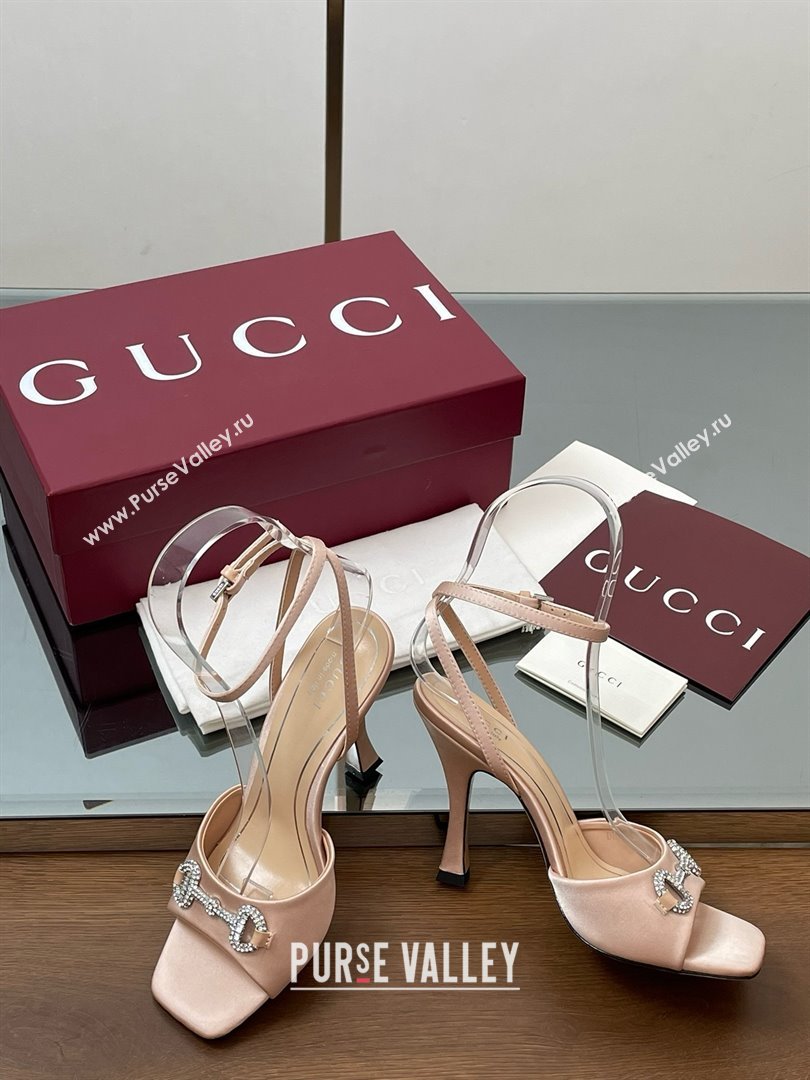 Gucci Satin Sandal with Horsebit 10.5cm Heel 834344 Beige 2025 (MD-25070429)
