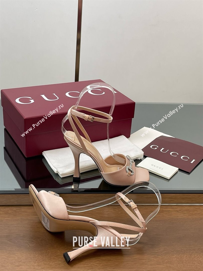 Gucci Satin Sandal with Horsebit 10.5cm Heel 834344 Beige 2025 (MD-25070429)