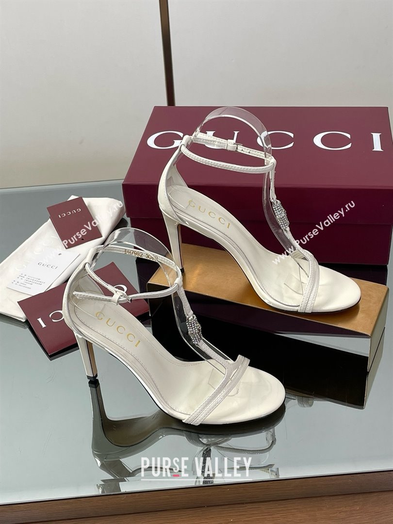 Gucci Patent Leather Sandal with Bamboo 9.5cm Heel White 2025 (MD-25070405)