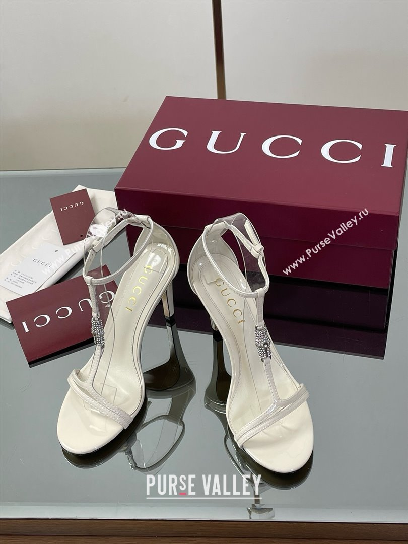 Gucci Patent Leather Sandal with Bamboo 9.5cm Heel White 2025 (MD-25070405)