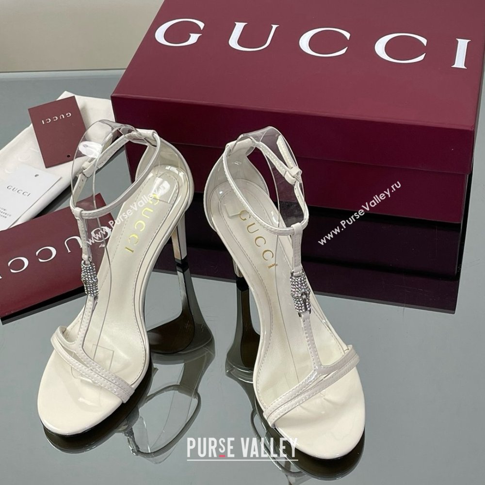 Gucci Patent Leather Sandal with Bamboo 9.5cm Heel White 2025 (MD-25070405)