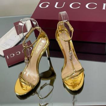 Gucci Patent Leather Sandal with Bamboo 9.5cm Heel Gold 2025 (MD-25070402)