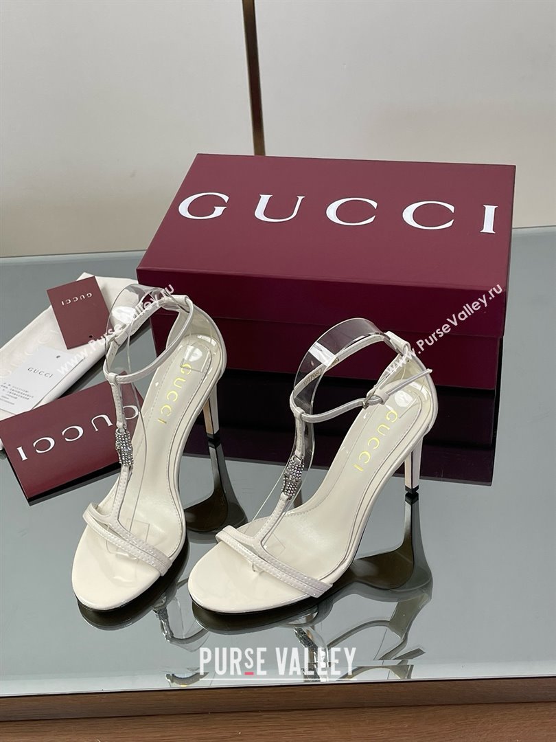 Gucci Patent Leather Sandal with Bamboo 9.5cm Heel White 2025 (MD-25070405)
