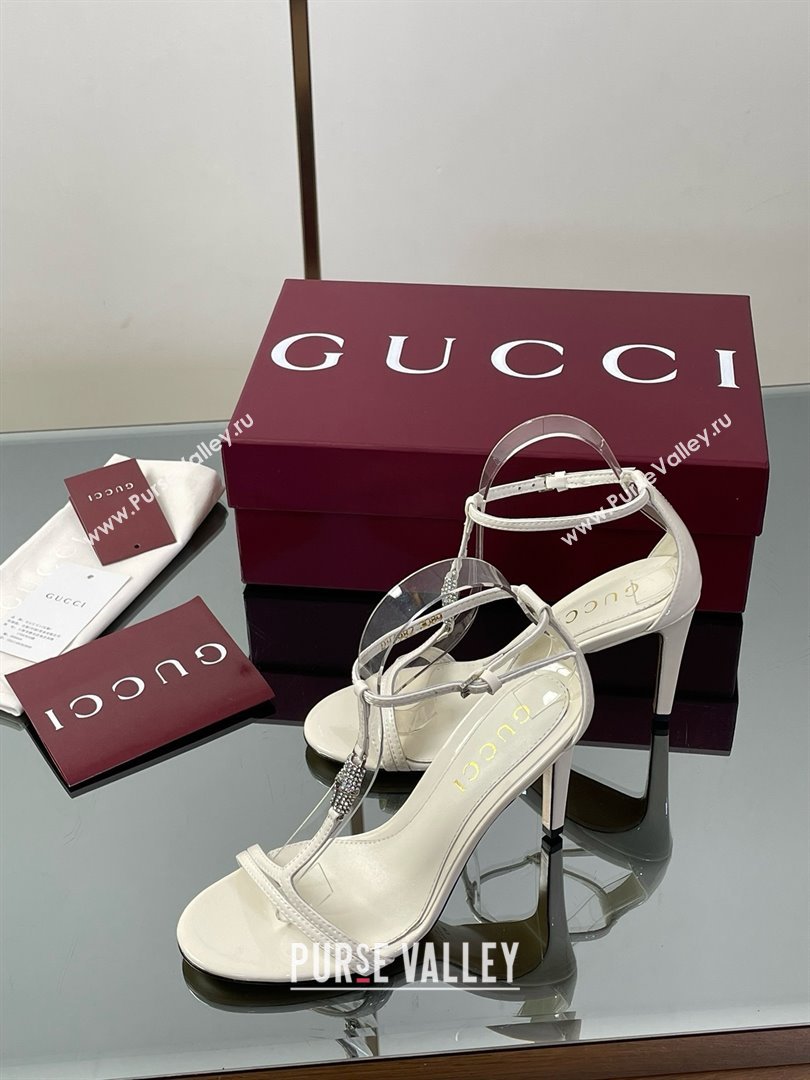 Gucci Patent Leather Sandal with Bamboo 9.5cm Heel White 2025 (MD-25070405)