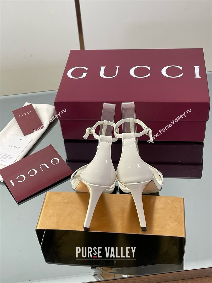 Gucci Patent Leather Sandal with Bamboo 9.5cm Heel White 2025 (MD-25070405)