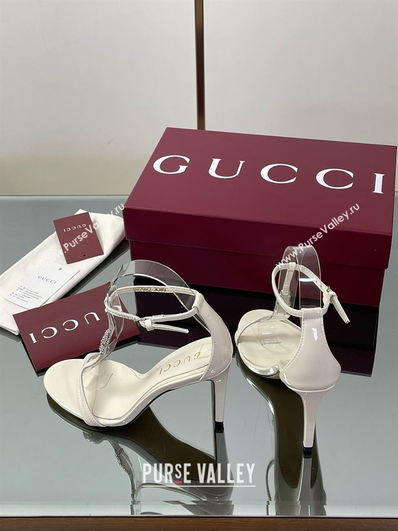 Gucci Patent Leather Sandal with Bamboo 9.5cm Heel White 2025 (MD-25070405)
