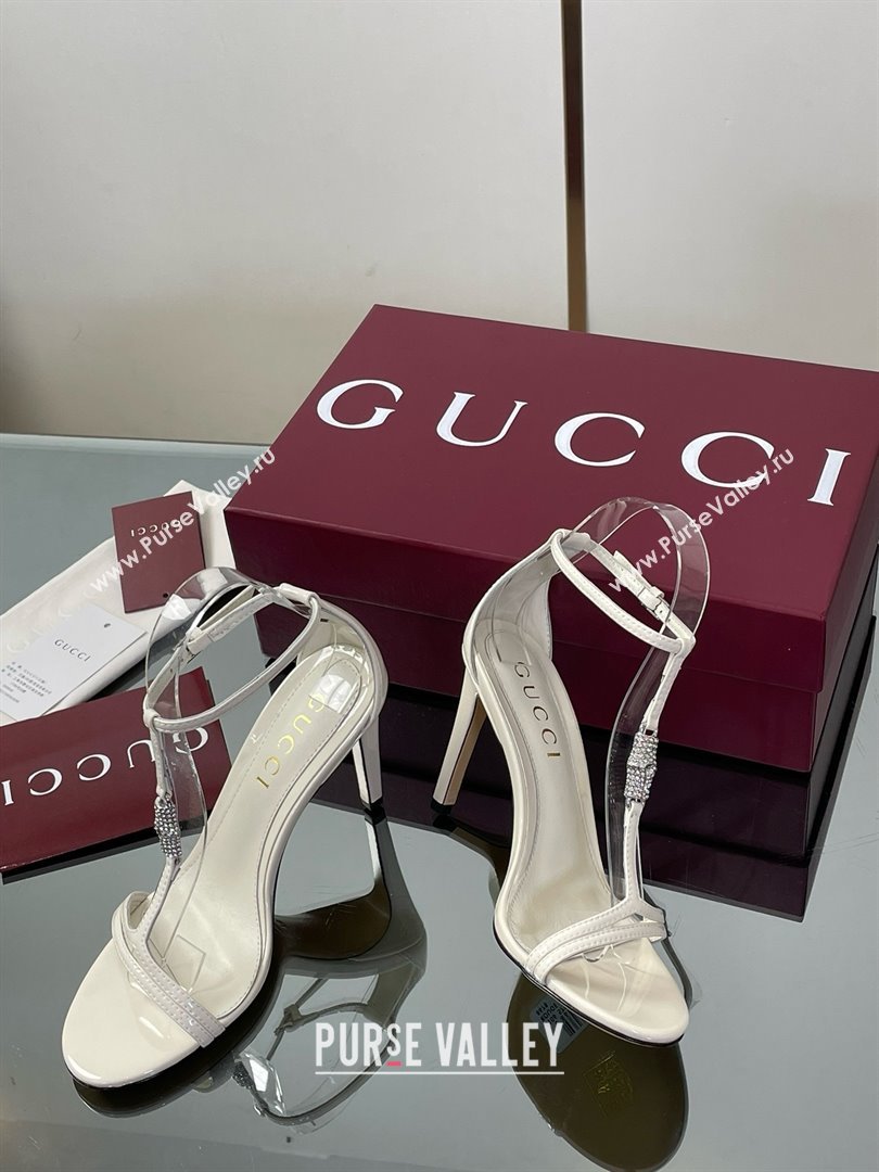 Gucci Patent Leather Sandal with Bamboo 9.5cm Heel White 2025 (MD-25070405)