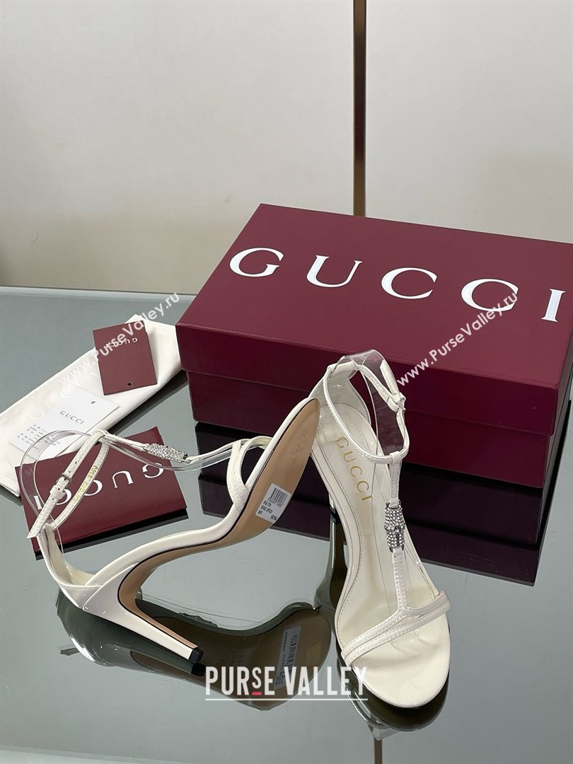 Gucci Patent Leather Sandal with Bamboo 9.5cm Heel White 2025 (MD-25070405)
