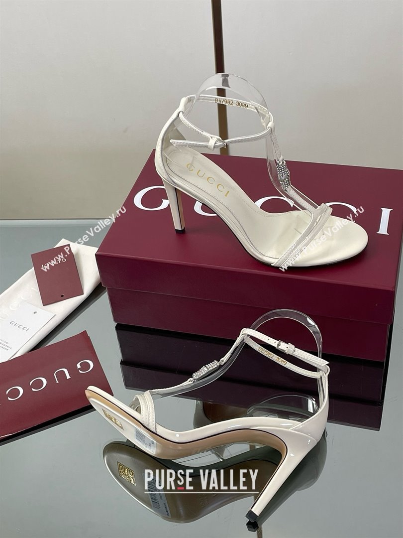 Gucci Patent Leather Sandal with Bamboo 9.5cm Heel White 2025 (MD-25070405)