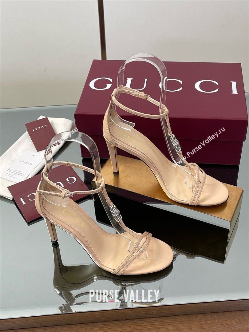 Gucci Patent Leather Sandal with Bamboo 9.5cm Heel Beige 2025 (MD-25070406)