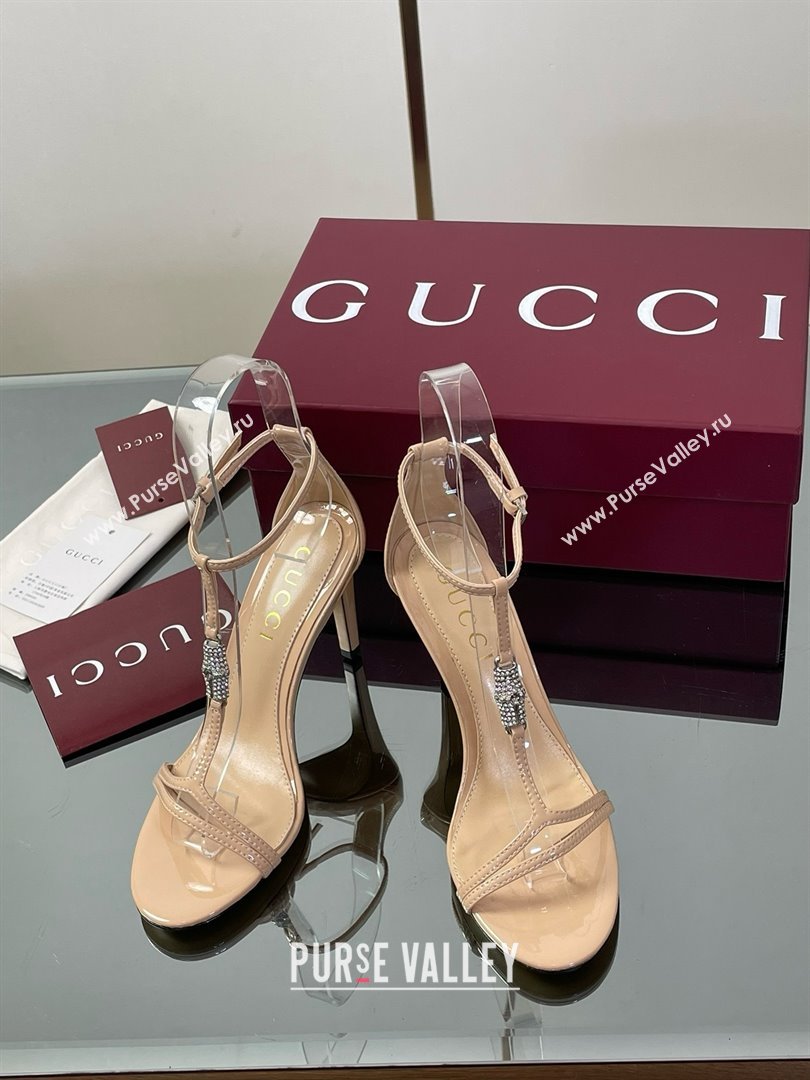 Gucci Patent Leather Sandal with Bamboo 9.5cm Heel Beige 2025 (MD-25070406)