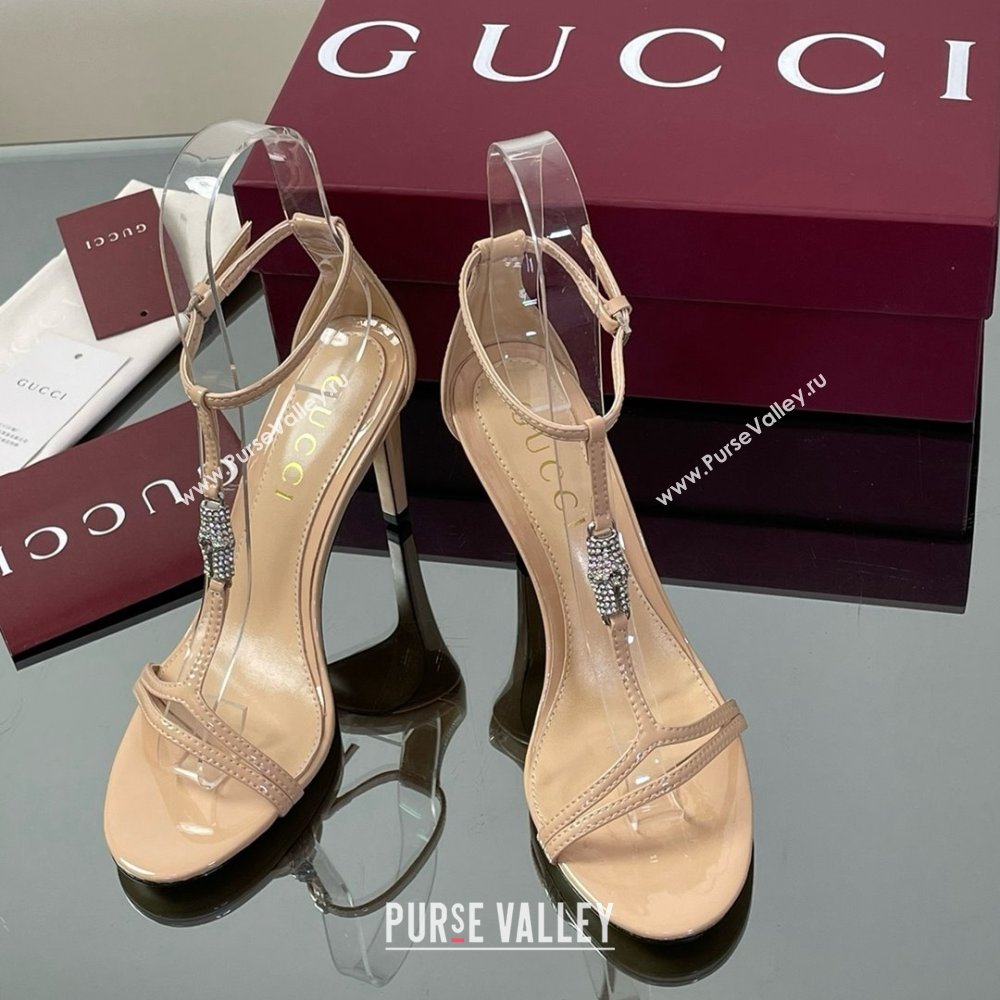 Gucci Patent Leather Sandal with Bamboo 9.5cm Heel Beige 2025 (MD-25070406)