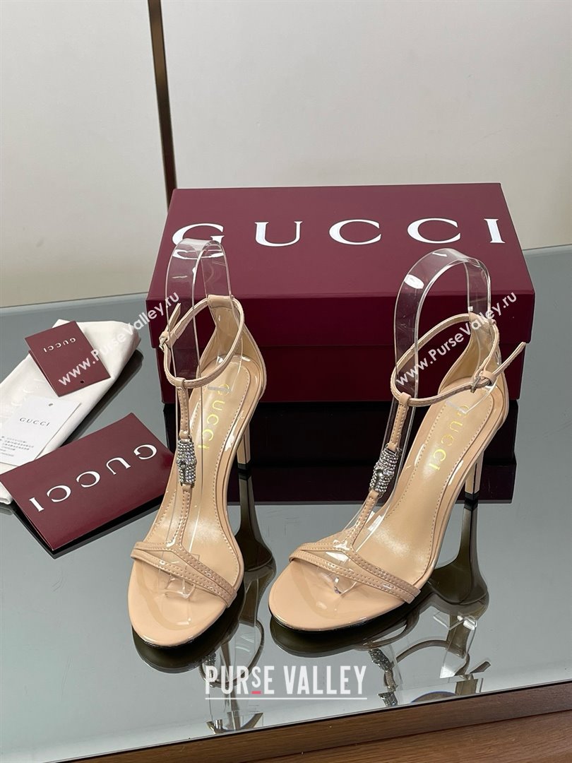 Gucci Patent Leather Sandal with Bamboo 9.5cm Heel Beige 2025 (MD-25070406)