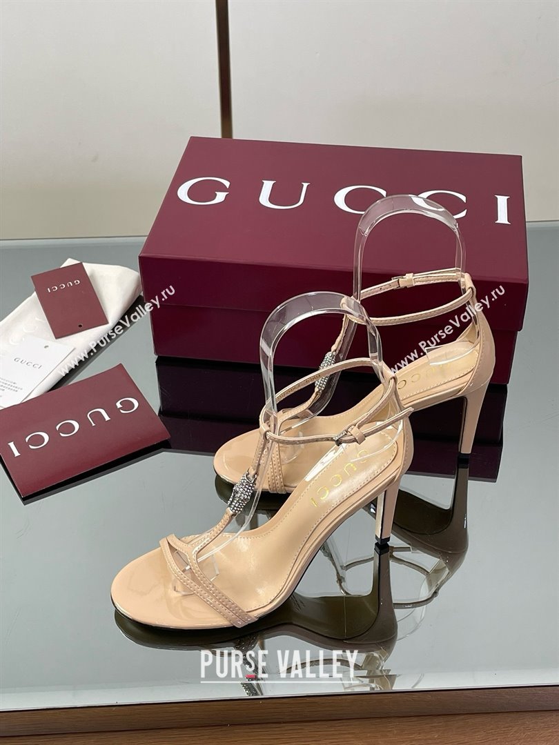 Gucci Patent Leather Sandal with Bamboo 9.5cm Heel Beige 2025 (MD-25070406)