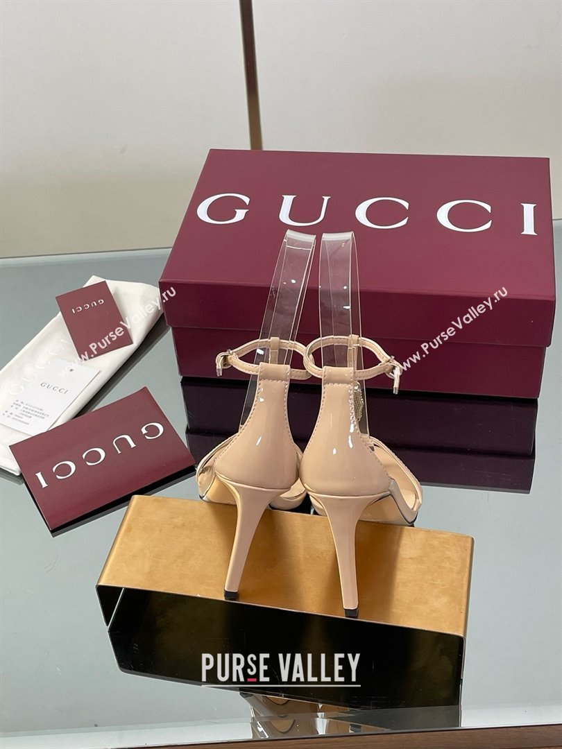 Gucci Patent Leather Sandal with Bamboo 9.5cm Heel Beige 2025 (MD-25070406)