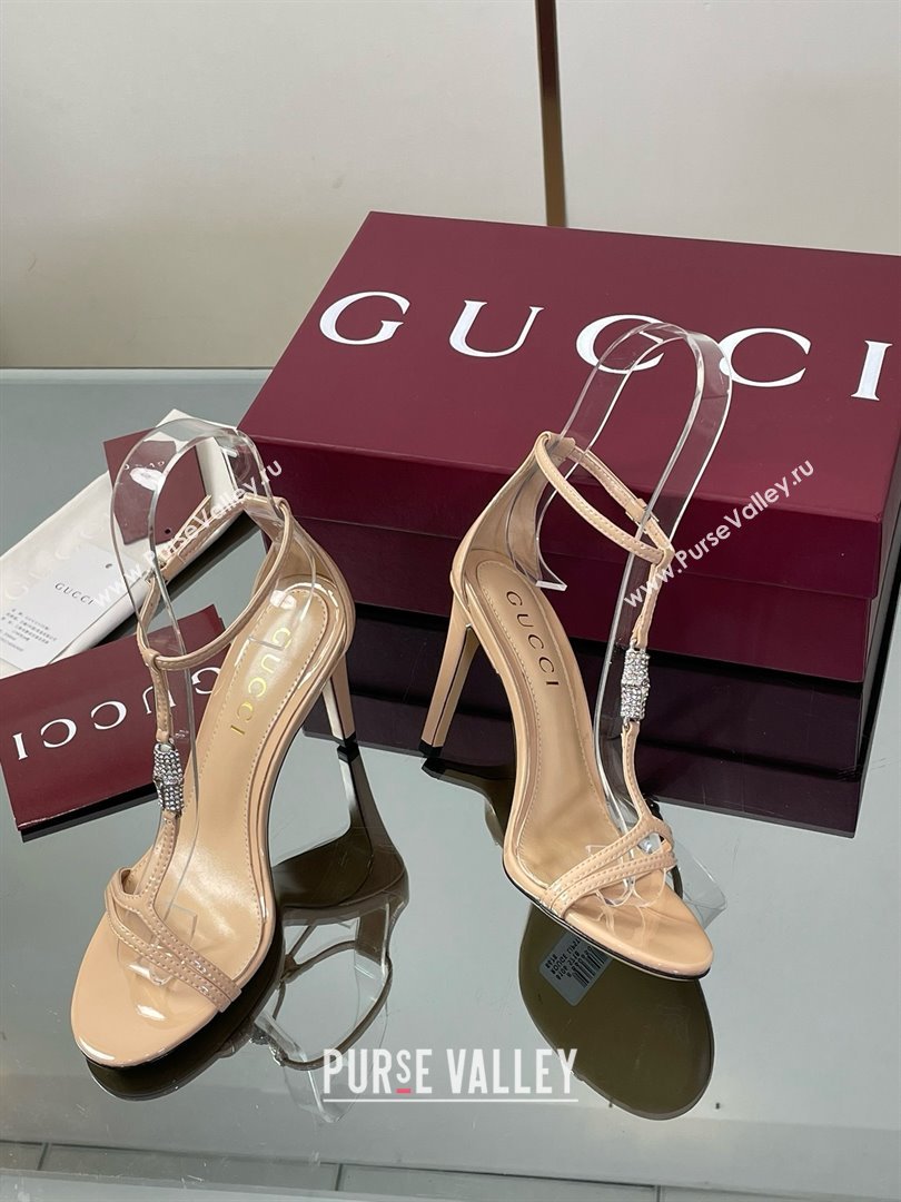 Gucci Patent Leather Sandal with Bamboo 9.5cm Heel Beige 2025 (MD-25070406)
