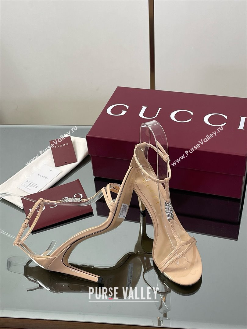 Gucci Patent Leather Sandal with Bamboo 9.5cm Heel Beige 2025 (MD-25070406)