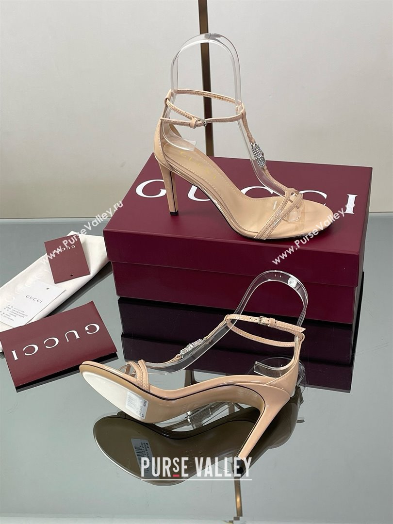 Gucci Patent Leather Sandal with Bamboo 9.5cm Heel Beige 2025 (MD-25070406)
