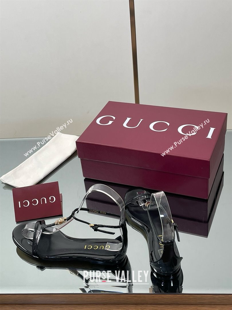 Gucci Patent Leather Thong Sandal with Bamboo Black 2025 (MD-25070407)