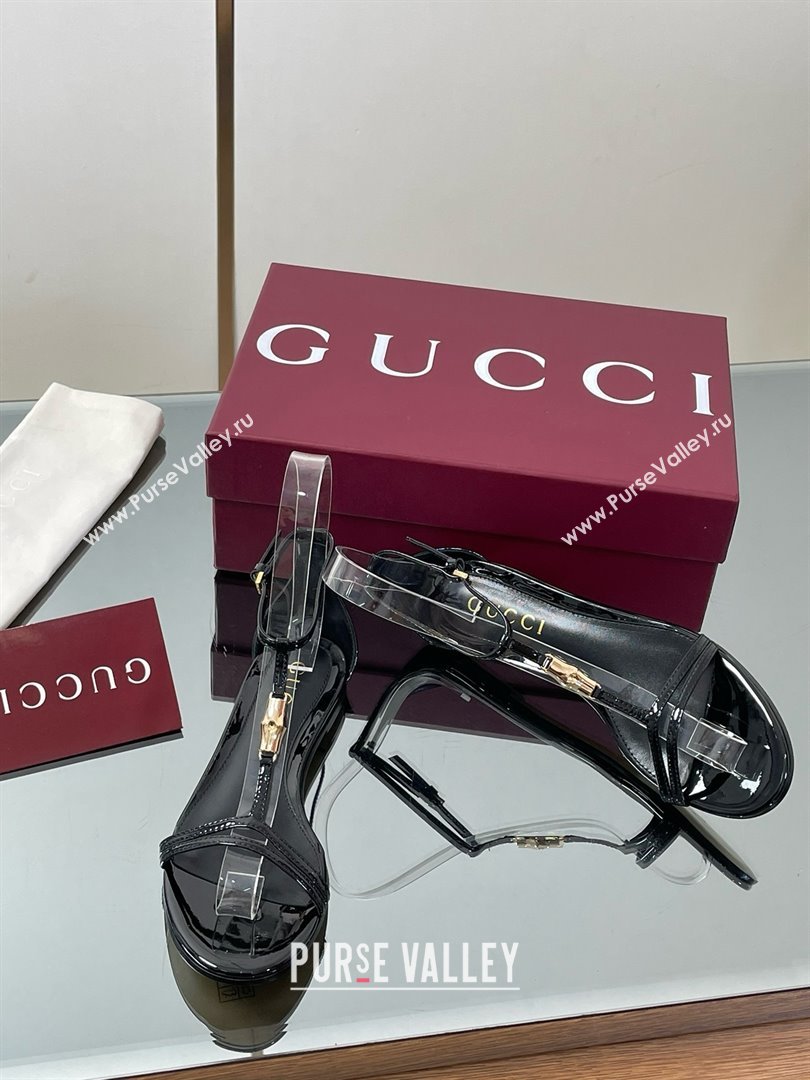 Gucci Patent Leather Thong Sandal with Bamboo Black 2025 (MD-25070407)