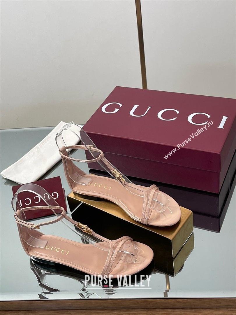 Gucci Patent Leather Thong Sandal with Bamboo Beige 2025 (MD-25070410)