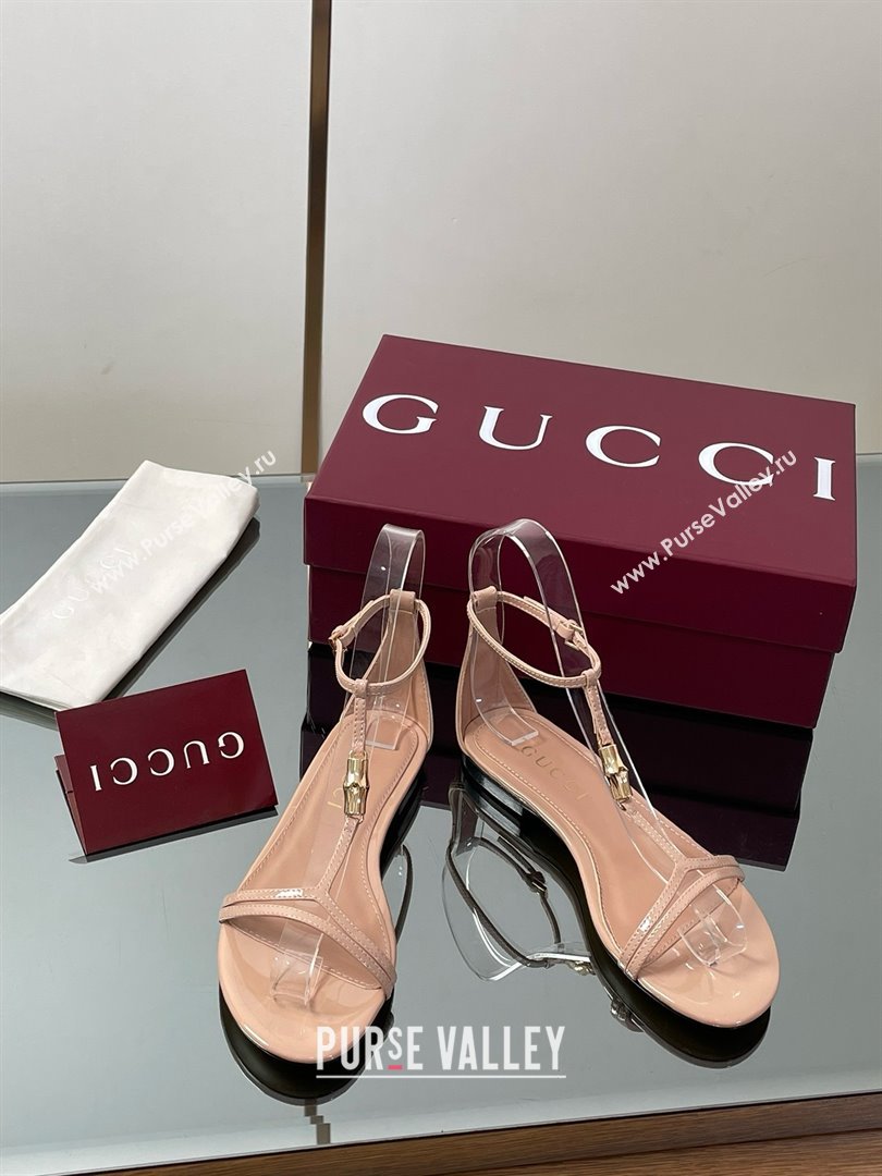 Gucci Patent Leather Thong Sandal with Bamboo Beige 2025 (MD-25070410)