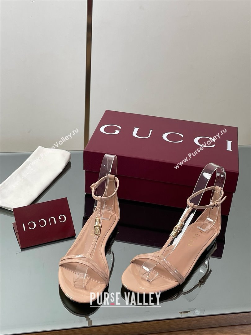 Gucci Patent Leather Thong Sandal with Bamboo Beige 2025 (MD-25070410)