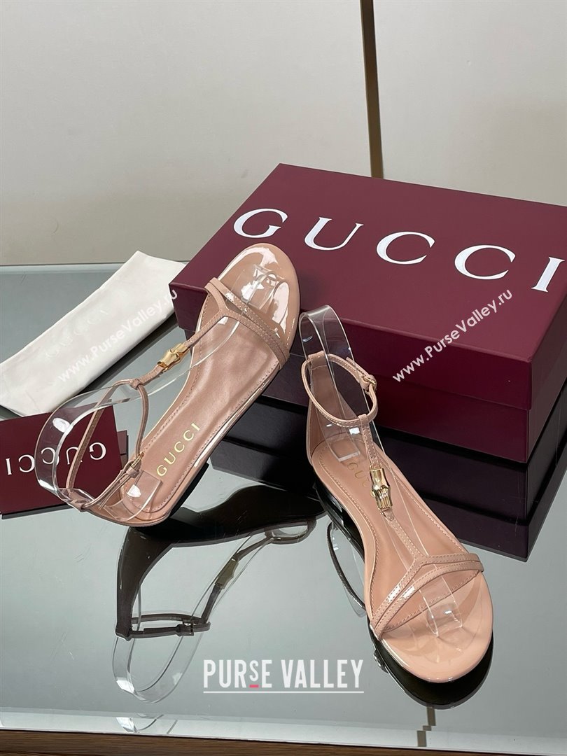 Gucci Patent Leather Thong Sandal with Bamboo Beige 2025 (MD-25070410)