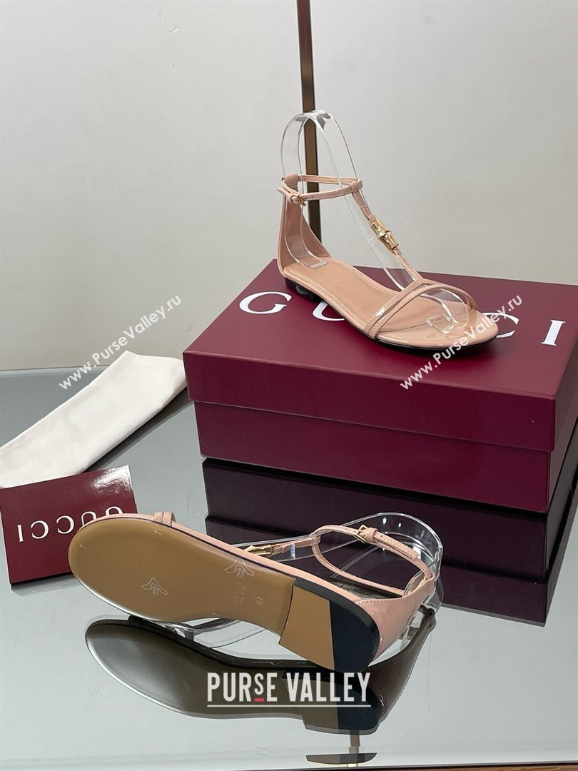 Gucci Patent Leather Thong Sandal with Bamboo Beige 2025 (MD-25070410)