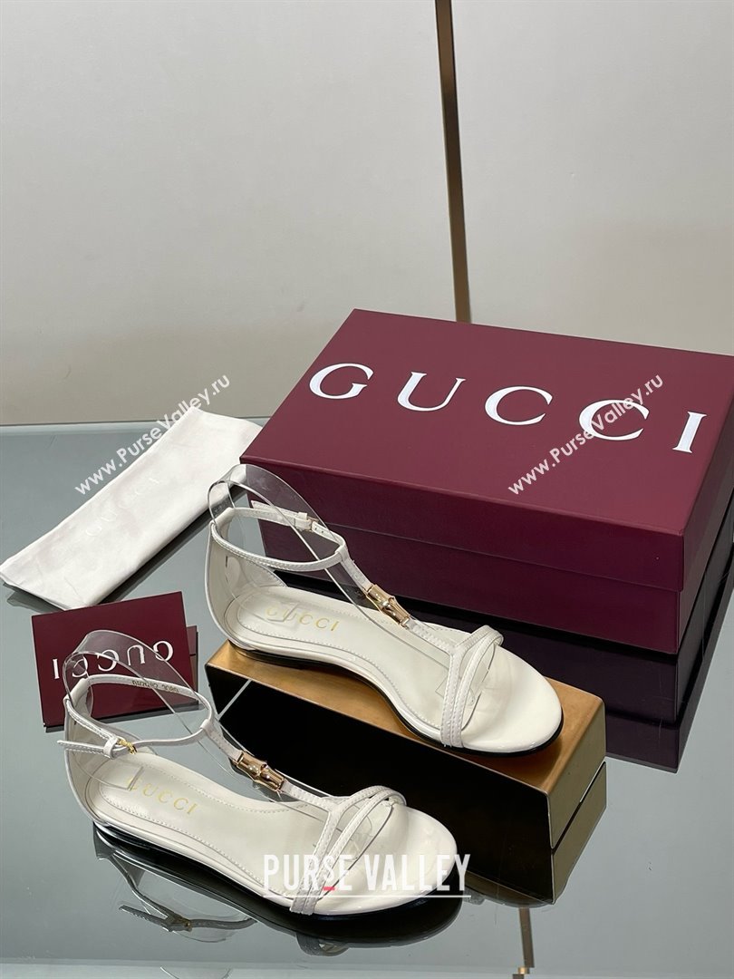 Gucci Patent Leather Thong Sandal with Bamboo White 2025 (MD-25070411)