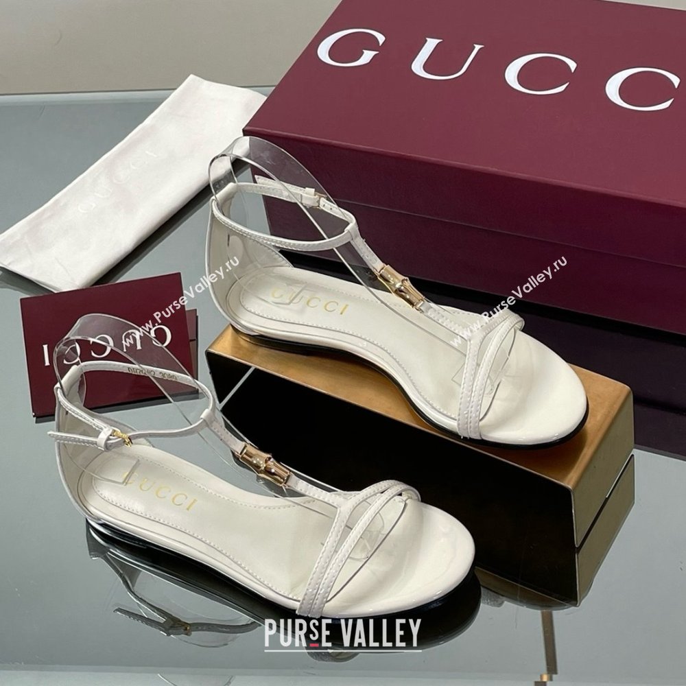 Gucci Patent Leather Thong Sandal with Bamboo White 2025 (MD-25070411)