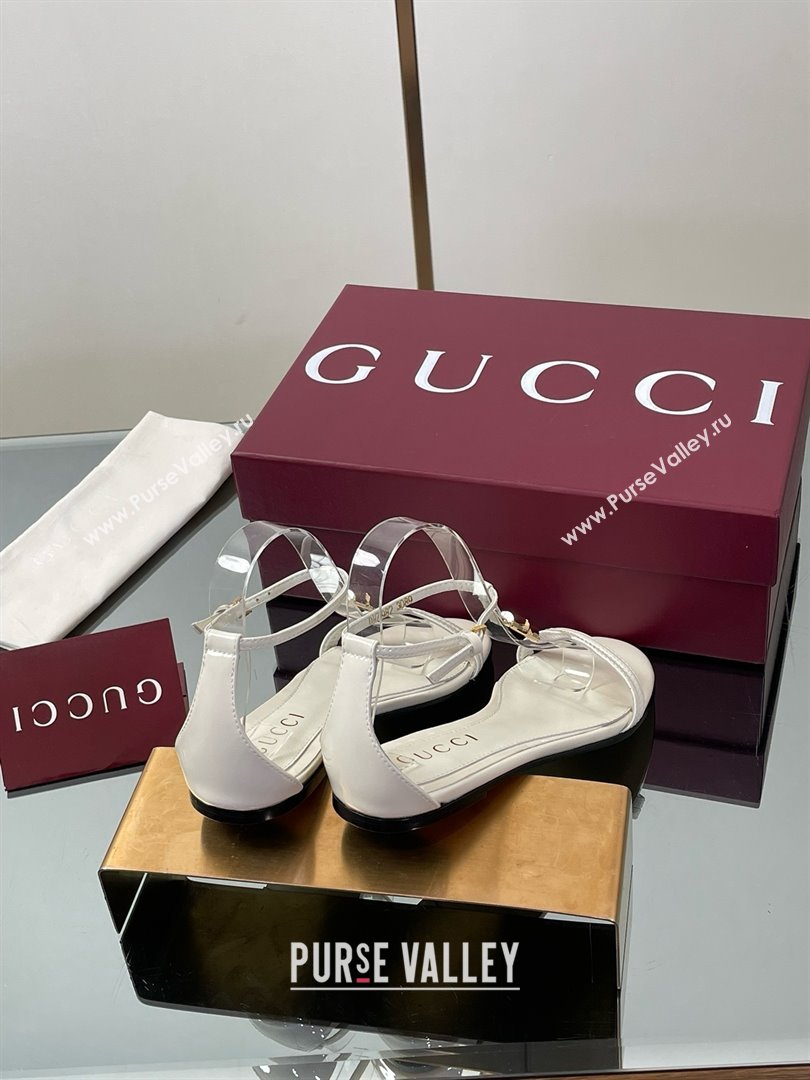 Gucci Patent Leather Thong Sandal with Bamboo White 2025 (MD-25070411)